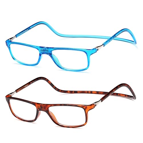 NEW VISION Gafas Presbicia Hombre 2 PACK, Gafas de Presbicia Cierre Imán, Longitud Ajustable, Gafas De Lectura para Hombre y Mujer, NV2904 (Bm, 1, x)