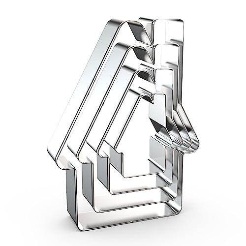 House Cookie Cutter Set For Baking Assorted Sizes Large Small Mini, 5/4/3/2 Inch, 4 Piece, Stainless Steel