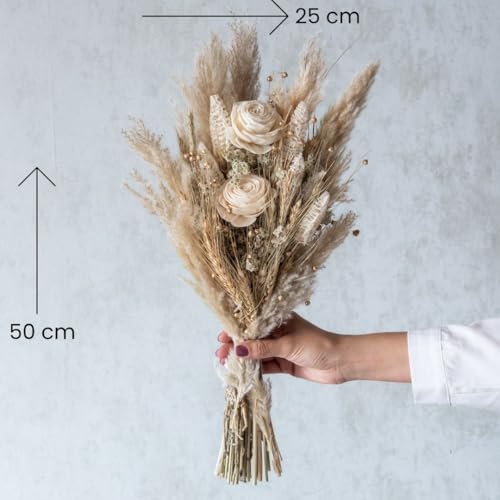 Image of Ivory Dream Bunch Natural Dried Flower Bouquet | Eco-Friendly Dry Flowers for Vase Home Decoration, Office, Bedroom, Table Decor and Craft Items Corner (Without Vase Pot)