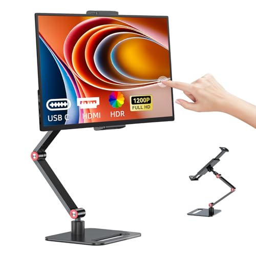 Image of 14 Inch Touchscreen Portable Monitor with Stand, 1920x1200 IPS HDR Ultra Slim USB-C HDMI External Display for Laptop Phone Switch