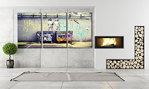 Ypy 20"X30"X 3 Panels Large Banksy Canvas Wall Art Graffiti Picture Life Is Short, Chill The Duck Out Motivational Painting By Artist Stretched And Framed Ready To Hang #TOP3