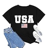 American Flag Shirts for Women 4th of July Tops USA Print T Shirt Casual Short Sleeve American Proud T-Shirt Tops