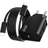 45W Chargeur USB C Charge Rapide pour Samsung A57 5G/A56 A55 A54 A17 A27 A37 A36 A26 A16 A35 A25 A15 A34 A24 A14 A53 A23 A33 A05S Galaxy Note 20 et 2M Câble Adaptateur Type C Mural Alimentation Prise