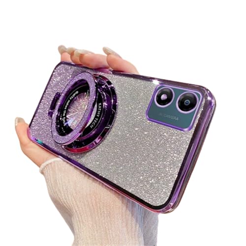 SIYOPINPFY Case for Motorola Moto E13, Glitter Sparkly Diamond Luxury Plating, TPU Soft Cover, Magnetic Ring Stand Holder