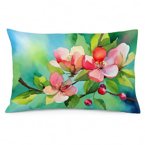 Caroline's Treasures DAC1627PILLOWCASE Arkansas Apple Blossom in Watercolor Fabric Standard Pillowcase Lightweight Super Soft Easy Care Decorative Artwork Pillowcase, Standard
