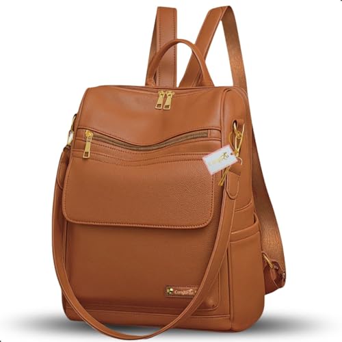 Mochila Bolsa Feminina Com Antifurto Nas Costas Alça de Ombro Perfeita Para o Dia a Dia Trabalho Faculdade Passeio (Browm)