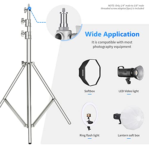Neewer 2 Pieces Standard 1/4 to 3/8 inch Metal Male Convertor Threaded Screw Adapter Spigot Stud for Studio Light Stand, Hotshoe/Coldshoe Adapter, Ball Head, Wireless Flash Receiver, Trigger - ST24