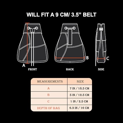 Mythrojan Renaissance Waist Bag – Large Leather Belt Pouch for Coins & Runes – Medieval Fanny Pack 7"x5"2