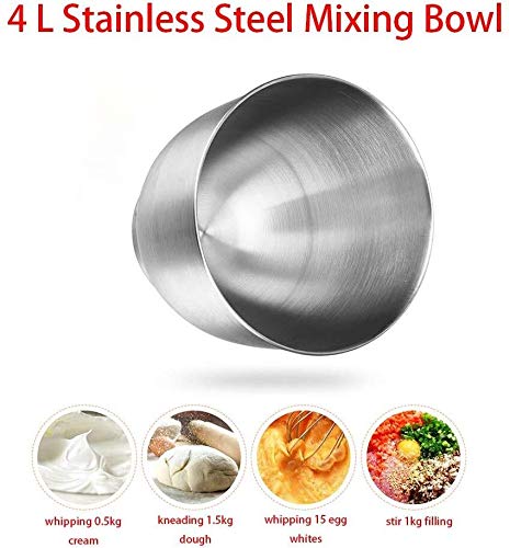 Küchenmaschine Rührgerät Dough Mixer, Koch-Maschine Mixer Tilt-Kopfstand 4L 6-Gang-Multifunktions-Haus und Küche… – Bild 3