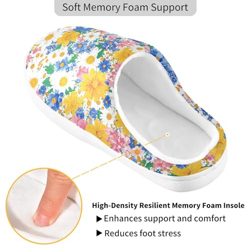 JUNZAN Spring Flowers Peach Blossom Mens House Cotton Slipper Winter Memory Foam Travel Slippers for Hotel Christmas Presents 6-72