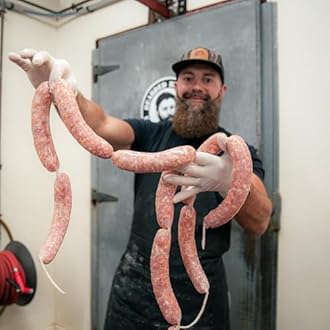 Bearded Butchers Natural Hog Casings 32-35mm (1.25–1.38") – Edible Sausage Casing for Up to 25–30 lbs of Protein – Resealable Bag for Easy Storage – Bratwurst, Italian, Polish, Hot Dogs – Pre-Flushed, Soak & Stuff