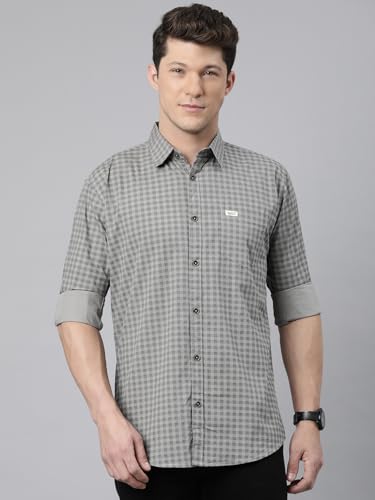 Image of Majestic Man Men Comfort Slim Fit Pure Cotton Tartan Checked Casual Shirt