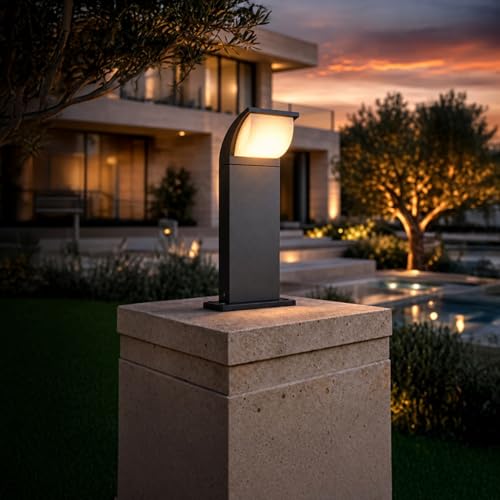 Aydınlatma Direği — FoneLight Naja LED Bahçe 300 mm IP65 Alüminyum Dış Mekan Peyzaj Yürüyüş Yolu Aydınlatması 9W 3000K Antrasit Villa Bahçe Park Bollard Lambası 30x100x300 mm