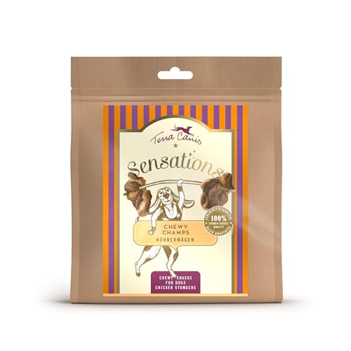 Terra Canis Sensations Chewy Champs - Hühnermägen 200g I Natürliche, getrocknete Kauartikel I Beschäftigung durch Kauen | Ergänzungsfuttermittel für Hunde