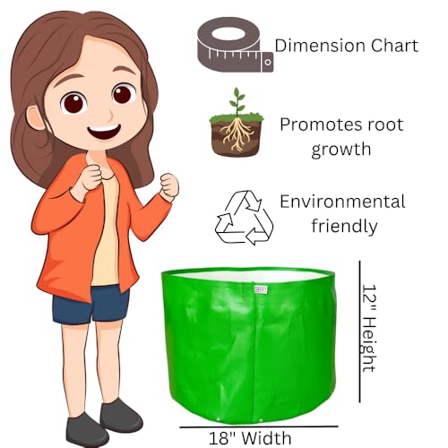 Image of 18x12 Inch HDPE Grow Bag (340 GSM) | UV Protected, Reusable, Heavy Duty Garden Bag for Vegetables, Flowers & Herbs - Pack of 2