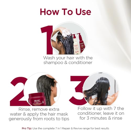 Image of BBlunt 7 in 1 Repair & Revive Hair Combo | Shampoo + Conditioner + Hair Mask | Adresses 7 Signs of Hair Damage | Enriched with Ceramides & Argan Oil | For Men & Women | 300 ml + 250 g + 250 g
