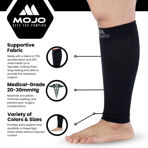 Mojo Compression Socks 5Xl Calf Sleeves For Wide Ankles And Legs - Footless Graduated Support Stockings For Women And Men With Lymphedema, Dvt, And Cvi - Black, Xxxxx-L - 1 Pair #TOP2