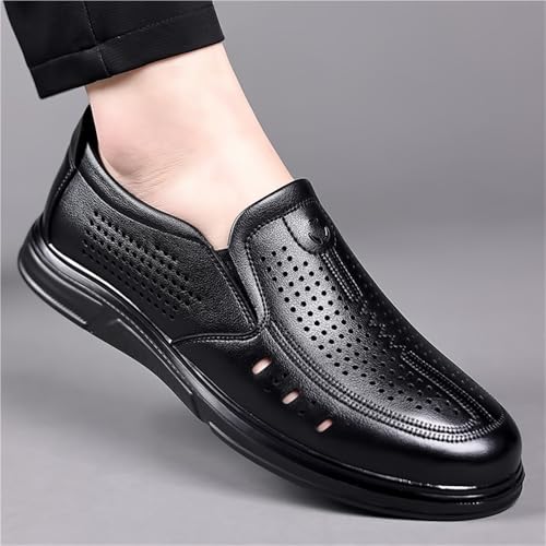 Men's Breathable Hollow Out Casual Dress Sandals Summer Comfortable Business Formal Shoes for Wedding Groom(Black,7.5)2