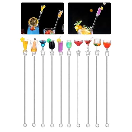 JPGhaha 10Pz Bastoncino Swizzle Mescolare Cocktail in Acrilico Agitatori Cocktail Stirrer 23cm Transparente Bastoncini Cocktail Mixing Bastoncini di Ristorante Bar Partito Cafe