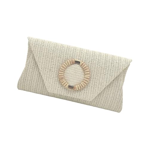 Sac à bandoulière en paille blanche d'été et pochette de plage pour femme