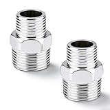 2 Stück Edelstahl Doppelnippel Reduzierstück 1/2 Zoll AG auf 3/8 Zoll AG, Adapter 1/2 auf 3/8 Außengewinde, für Wasserleitung Sanitär Rohre Installation Industrie Trinkwasser Wasserschlauch Zubehör