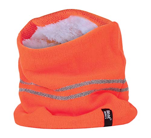 HEAT HOLDERS - Mens Hi Vis Reflective Winter Warm Thermal Fleece Lined Knitted High Visibility Neck Warmer (One Size, Hi Vis Orange)