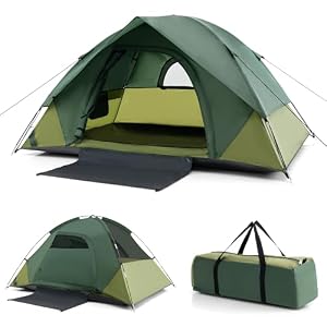 COSTWAY 2-person Camping Tent, Lightweight Outdoor Dome Tent Canopy with Removable Rain Fly, Double-layer Door, 2 Mesh Windows and Carrying Bag, Portable Sun Shelter for Hiking Traveling