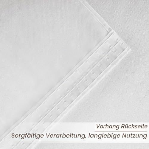 MRTREES Vorhänge mit Kräuselband Weiss Leinenoptik Halbtransparent für Schlafzimmer 2er Set… – Ansicht 3