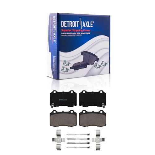 Image of Detroit Axle - Rear Brake Pads for 2010-2016 Hyundai Genesis Coupe, 2012-2016 Tesla Model S, 2011 2013 2014 2015 Ceramic Brake Pads Replacement
