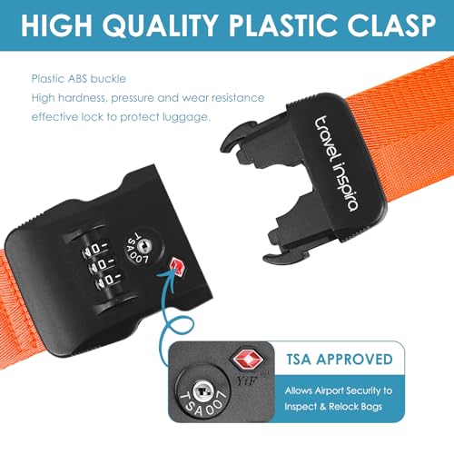 Image of Travel Inspira Luggage Straps for Suitcases with TSA Lock, Protect Your Luggage Anti-Burst, High Visibility Color, Easy to Identify Luggage Adjustable Heavy Duty Belt for 20-28 Inch Suitcases