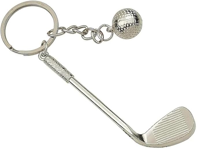 Excite Store Creative Golf & Ball Keychain Metal Golf Club Sports Keyring Gift For Car Bike Men Women(Silver)