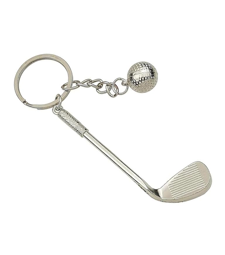 Excite Store Creative Golf & Ball Keychain Metal Golf Club Sports Keyring Gift For Car Bike Men Women(Silver)