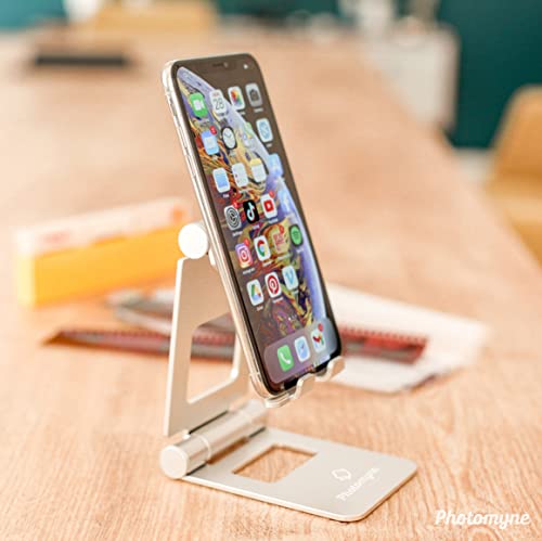 PHOTOMYNE Cell Phone Stand Phone Holder for Desk Cellphone Stand Phone Desk Stand Cell Phone Desk Stand for iPhone Stand (Silver) - Image 7
