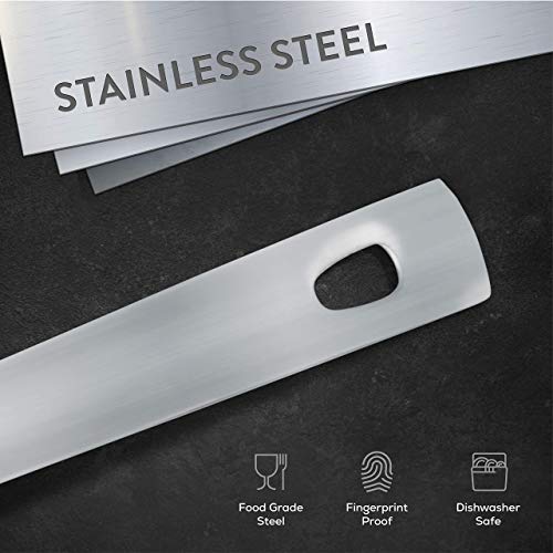 Premium Stainless-Steel Kitchen Utensil Set - 7-Piece Heat Resistant Kitchen Gadgets - Cooking Utensils Set - Weighted Utensil Holder For Stability - Ladle, Turner, Spoon, Pasta Server, Utensil Caddy. #TOP5