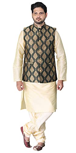 Image of Men's Silk Kurta Pajama Jacket /Waistcoat /Blazer Set