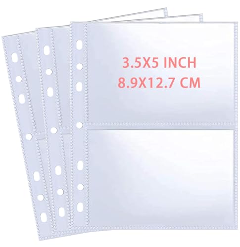 30 Pack 3.5x5\ 120 Taschen für 6 Ringbinder, Ultra-Clear Foto-Hüllen, Double Sided 2 Pocket Photo Pages, Top Loading Photo Sheet Protector for Photos, Postcards, Seed Packets