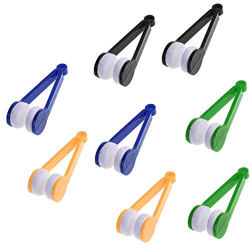Setaria Viridis 8 Pcs Mini Eyeglasses Cleaner Cleaning Clip Sun Glasses Eyeglass Microfiber Spectacles Cleaner Soft Brush Cleaning Tool Mini Microfiber Glasses (4 Colors)