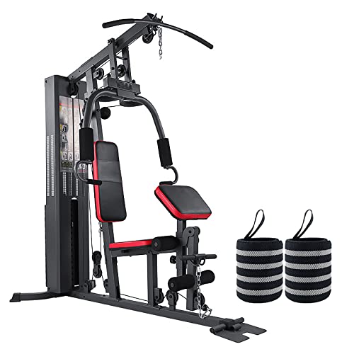 Home Multi Gym Equipment 45kg Weight Stack - Explosive Force Training Home Gym One Person Station with Bracers - for Body Building & Strength Trainer