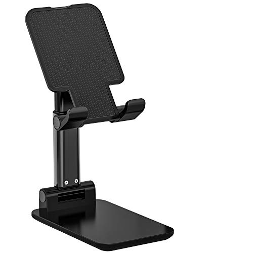 【2020改良モデル】AMOVO スタンド アーム型 スマホ・タブレット用 卓上スタンド スマホホルダー 折り畳み 高度・角度調節可 ケーブル差込可能 滑り止め 読書 在宅勤務 おうち時間 タブレットスタンド (黒)
