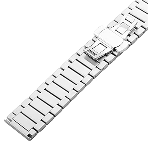 Correa de reloj de acero inoxidable y pulsera metálica plateada de extremo recto en 22mm 2