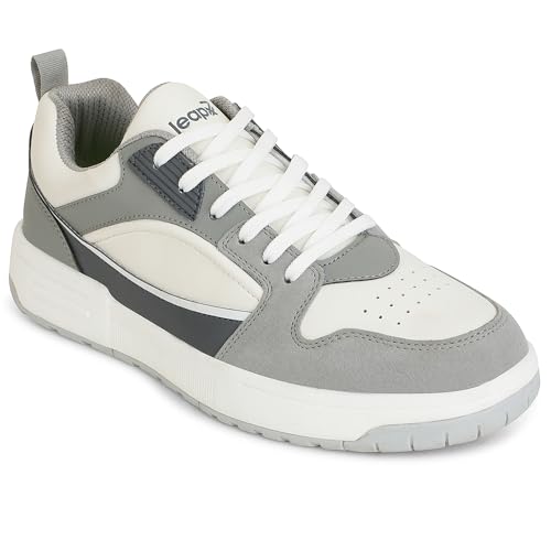 Image of Liberty Leap7x LAPON-1E Men's Casual Lacing Sneakers, Beige, Black & Light Grey | Suitable For Walking Travel, College, Office | Comfortable Lace-Up Casual Shoes | Lightweight Stylish Fashion Footwear
