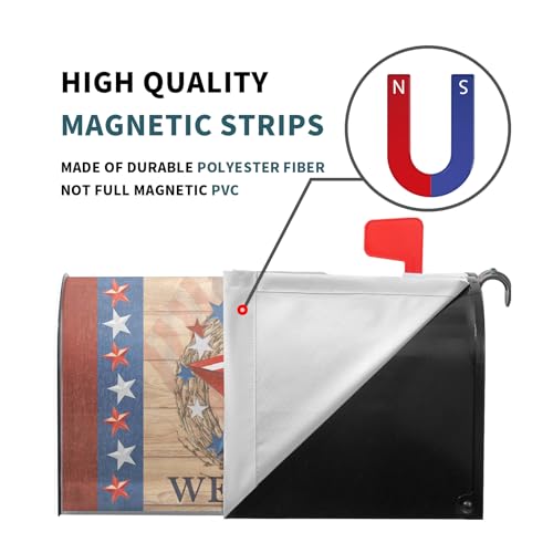 Image of America Forever 4th of July Mailbox Cover Patriotic Star Mailbox Wrap Magnetic Standard Size 18X21 Inch USA Americana Barnstar Memorial Day Decorative Post Letter Box Cover for Outside