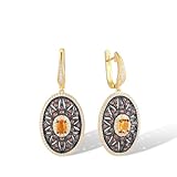 SANTUZZA 925 Sterling Silver Sunflower Earrings White Cubic Zirconia Chocolate Flower Dangle Earrings For Women