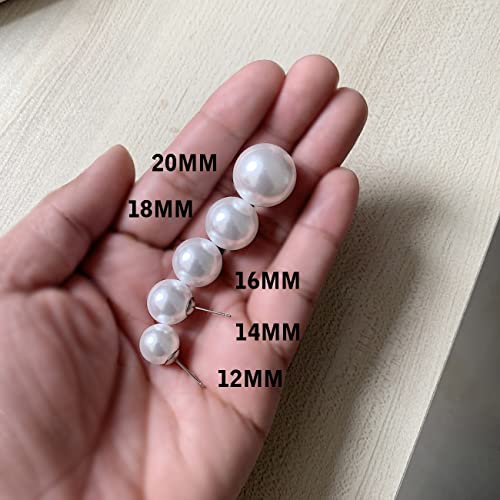 Big Pearl Earrings Oversized Classic Faux Round Studs White Simulated Large Pearl Earrings For Women -14Mm #TOP6