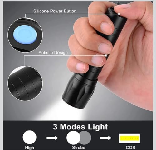 Image of Bharat Prime Hub USB Rechargeable LED Torch with COB Side Light, 3 Lighting Modes, Portable Waterproof Flashlight for Emergency, Camping & Home Use