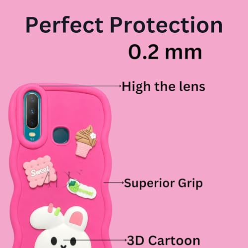 Image of Fancy Back Cover for Vivo Vivo Y17 /Y15 /Y12 /11 (Deep Pink)