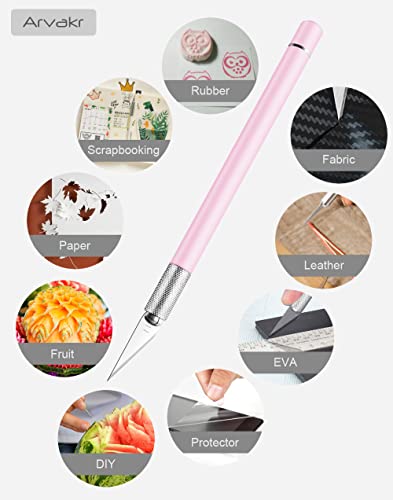 Craft Hobby Knife, Exacto Knife, 2 Knives and 60 Blades with a Bag, Precision Cutter Knife for Cutting Carving Scrapbooking Stencil, Pink