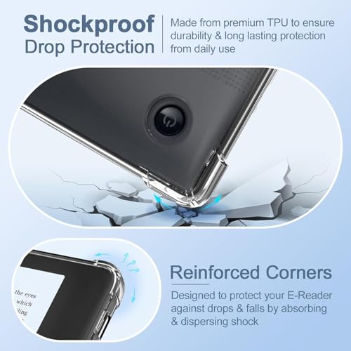 Image of T Tersely Crystal Clear Case Cover for Kobo Libra Colour (7 inch), Shockproof Thin Silicone Transparent Case, Ultra Clear, Shockproof Bumper Cover