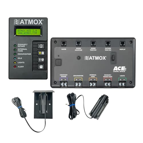 ATMOX ACE 2.0 Intelligent Crawl Space Controller - Temp & Humidity Sensors – Automated Moisture Control for Dehumidifiers, Vent Fans & Circulation Fans, Alerts & Monitoring, 120V Crawlspace Control