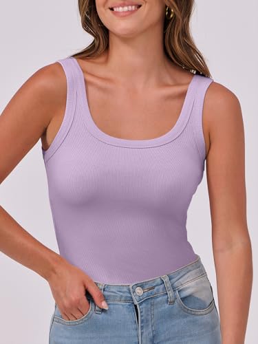 Image of ANRABESS Womens Sleeveless Scoop Neck Tank Top Ribbed Fitted Summer Basic Slim Cute Tops 2026
